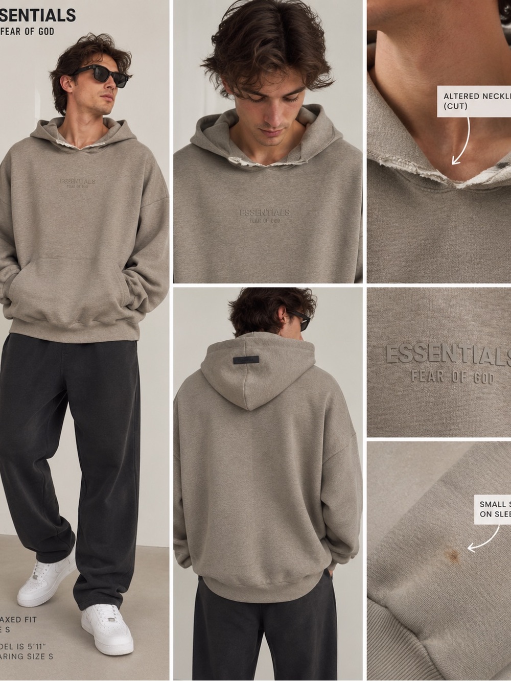 Fear of God ESSENTIALS Taupe Hoodie Pullover Size S - Picture 3 of 16